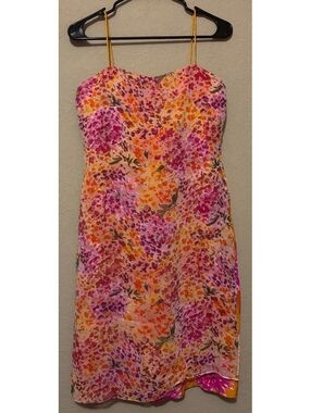 Flores & Flores Floral 100% Silk Dress Size 6